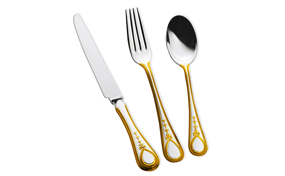 VICTORIAN BEAD Partially 24 Carat Gold Plated Cutlery
