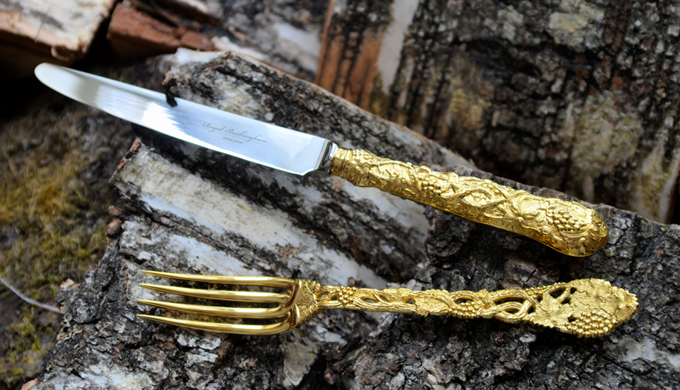 "CHASED & PIERCED VINE" Hand Forged 925 Sterling Silver Cutlery