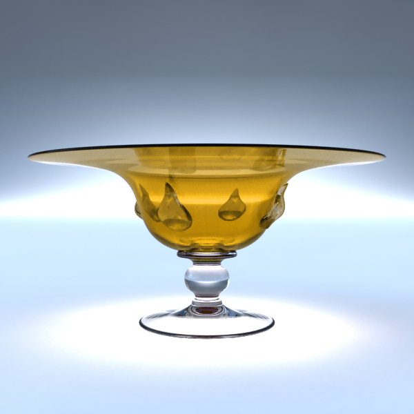 Leafed Plain Dish with clear stem and foot